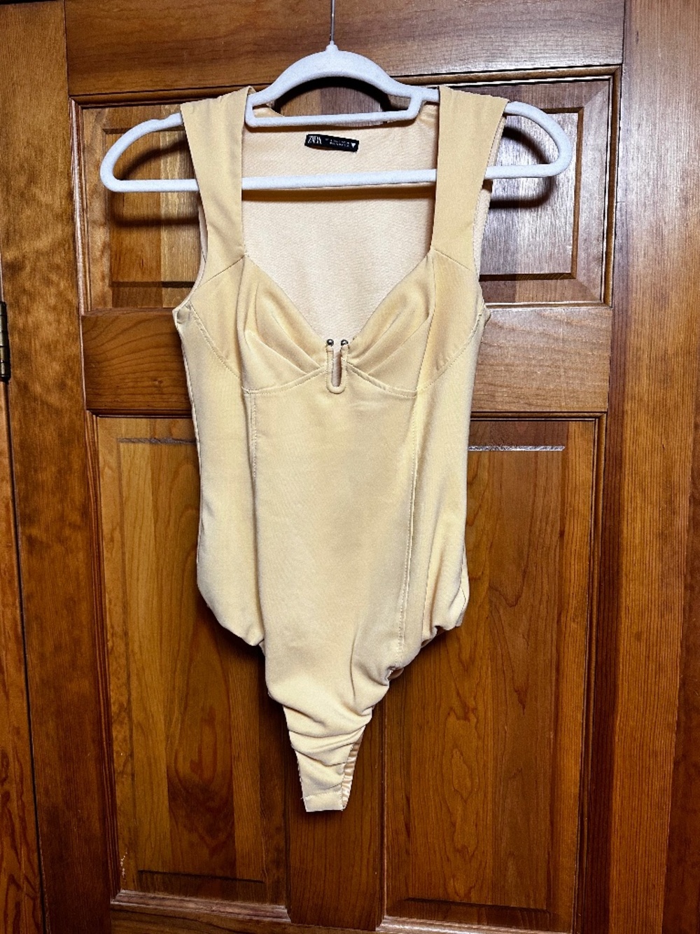 Zara Yellow Bustier Effect Metal Accent Bodysuit